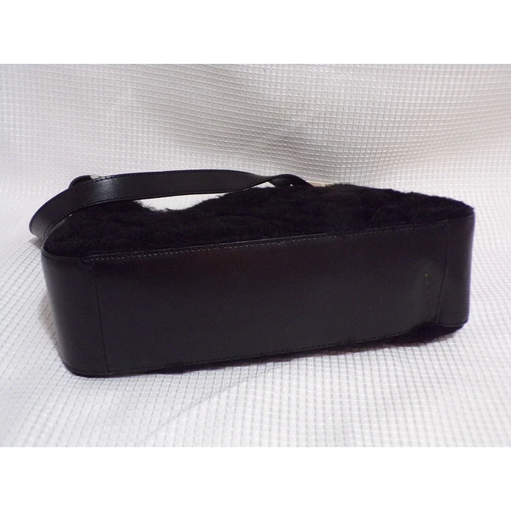 Saks 5th Avenue Velvet with Faux Leather Handbag‎ Silver Accents Zipper Closure